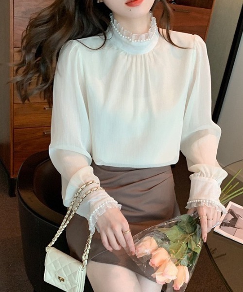 LAC-VERT（ラック・ヴェール）の「パール襟シースルーシフォンブラウス（シャツ/ブラウス・レディース・アイボリー・FREE）」の18枚目の写真