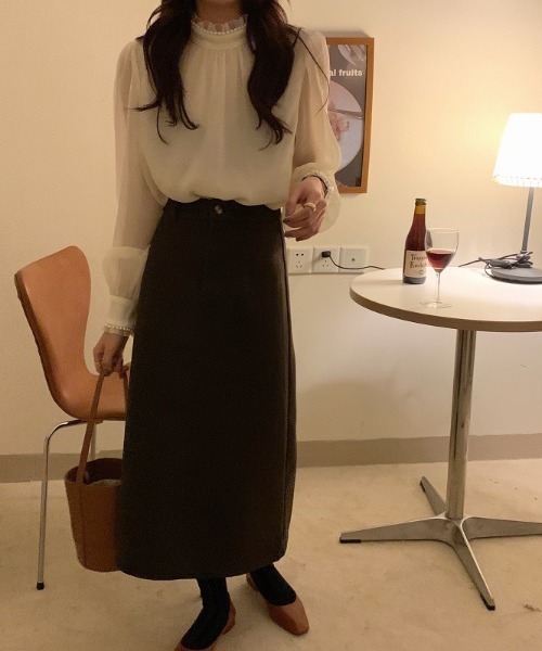 LAC-VERT（ラック・ヴェール）の「パール襟シースルーシフォンブラウス（シャツ/ブラウス・レディース・アイボリー・FREE）」の10枚目の写真