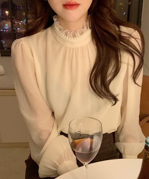 LAC-VERT（ラック・ヴェール）の「パール襟シースルーシフォンブラウス（シャツ/ブラウス・レディース・アイボリー・FREE）」の22枚目の写真