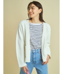 JUSGLITTY - ジャスグリッティー　パール付カーディガン JUSGLITTY(ジャスグリッティー)の「パール付衿カーディガン