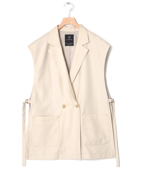 w closet(ダブルクローゼット)の「【SETUP対応】サイドベルトW前テーラードジレ(ベスト・レディース・ベージュ系その他/ライトベージュ/ダークベージュ・FREE)」の21枚目の写真