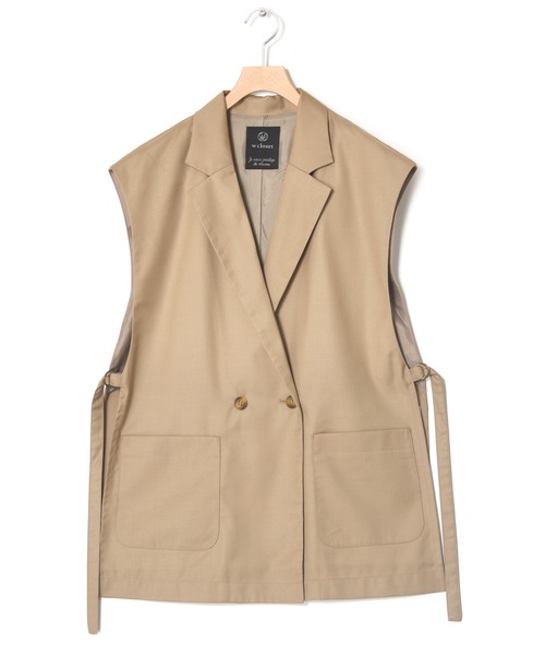 w closet(ダブルクローゼット)の「【SETUP対応】サイドベルトW前テーラードジレ(ベスト・レディース・ベージュ系その他/ライトベージュ/ダークベージュ・FREE)」の18枚目の写真