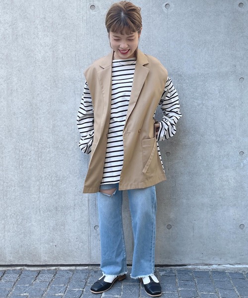 w closet(ダブルクローゼット)の「【SETUP対応】サイドベルトW前テーラードジレ(ベスト・レディース・ベージュ系その他/ライトベージュ/ダークベージュ・FREE)」の16枚目の写真