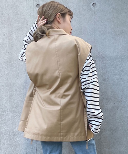w closet(ダブルクローゼット)の「【SETUP対応】サイドベルトW前テーラードジレ(ベスト・レディース・ベージュ系その他/ライトベージュ/ダークベージュ・FREE)」の10枚目の写真