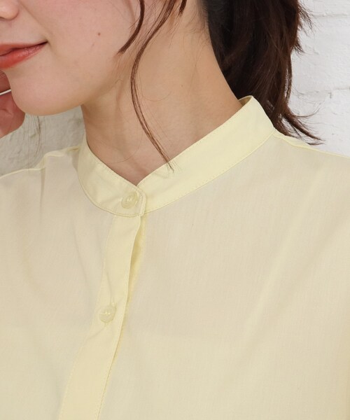 SHOO・LA・RUE（シューラルー）の「◆シンプルバンドカラーシャツ（シャツ/ブラウス・レディース・イエロー/ホワイト系/ブラック系2/ダークグリーン系2・02/03/04）」の9枚目の写真
