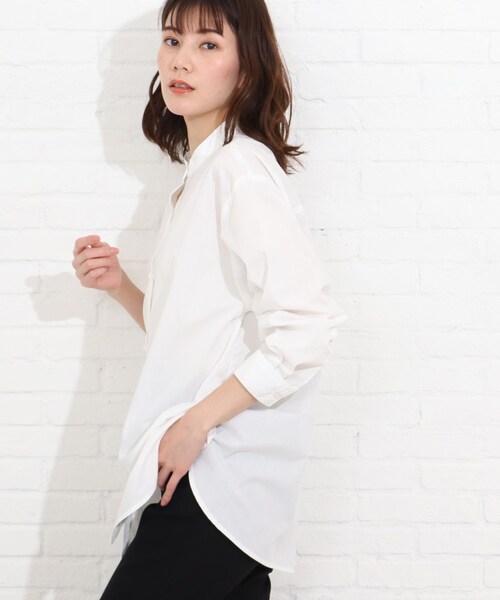 SHOO・LA・RUE（シューラルー）の「◆シンプルバンドカラーシャツ（シャツ/ブラウス・レディース・イエロー/ホワイト系/ブラック系2/ダークグリーン系2・02/03/04）」の14枚目の写真