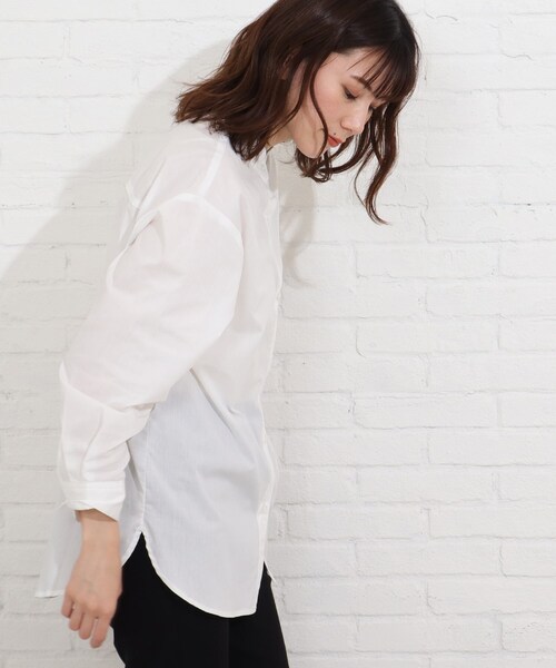 SHOO・LA・RUE（シューラルー）の「◆シンプルバンドカラーシャツ（シャツ/ブラウス・レディース・イエロー/ホワイト系/ブラック系2/ダークグリーン系2・02/03/04）」の15枚目の写真