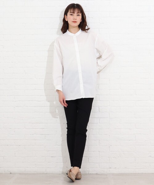 SHOO・LA・RUE（シューラルー）の「◆シンプルバンドカラーシャツ（シャツ/ブラウス・レディース・イエロー/ホワイト系/ブラック系2/ダークグリーン系2・02/03/04）」の17枚目の写真