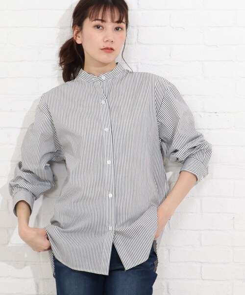 SHOO・LA・RUE（シューラルー）の「◆シンプルバンドカラーシャツ（シャツ/ブラウス・レディース・イエロー/ホワイト系/ブラック系2/ダークグリーン系2・02/03/04）」の20枚目の写真