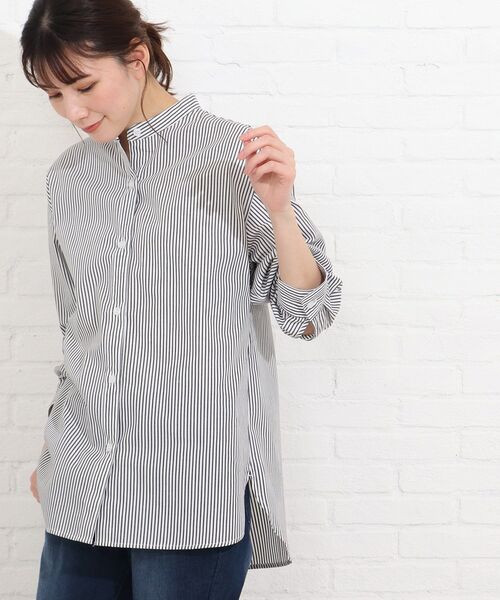 SHOO・LA・RUE（シューラルー）の「◆シンプルバンドカラーシャツ（シャツ/ブラウス・レディース・イエロー/ホワイト系/ブラック系2/ダークグリーン系2・02/03/04）」の22枚目の写真