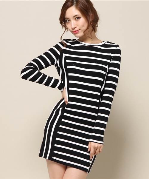 EGOIST（エゴイスト）の「2パタ－ンボーダーワンピース（ワンピース・レディース・ホワイト/ブラック/ネイビー・FREE）」の12枚目の写真