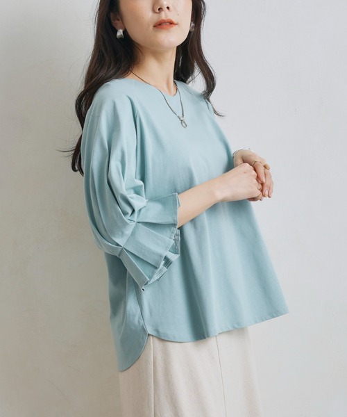 Chez toi(シェトワ)の「袖口タック7分袖カットプルオーバー(Tシャツ/カットソー・レディース・チャコールグレー/オフホワイト/サックスブルー/レッド・FREE)」の21枚目の写真