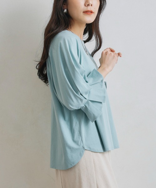 Chez toi(シェトワ)の「袖口タック7分袖カットプルオーバー(Tシャツ/カットソー・レディース・チャコールグレー/オフホワイト/サックスブルー/レッド・FREE)」の22枚目の写真