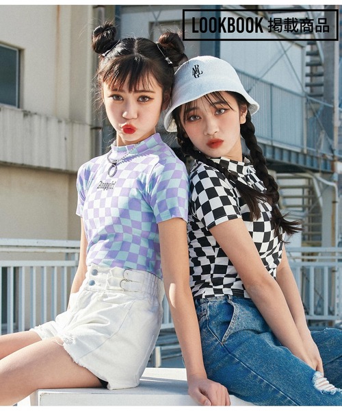 ANAP GiRL(アナップガール)の「リング付ミニネックトップスTシャツ(Tシャツ/カットソー・キッズ・ホワイト/ラベンダー/ブラック×ホワイト/ブラック/グリーン・M/XS/S)」の5枚目の写真