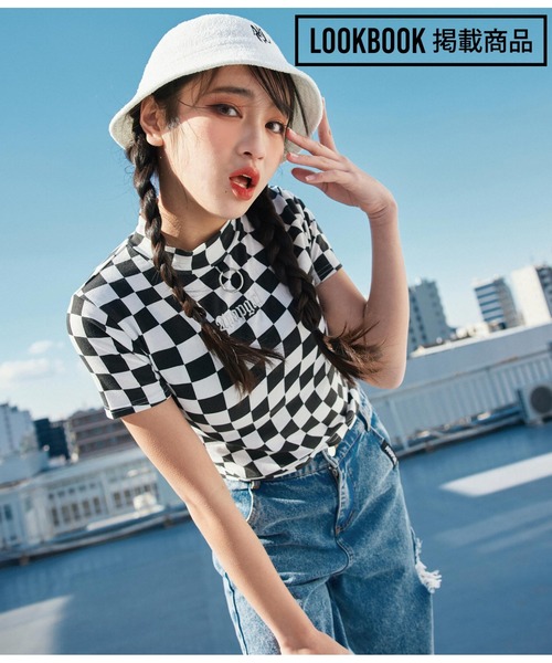 ANAP GiRL(アナップガール)の「リング付ミニネックトップスTシャツ(Tシャツ/カットソー・キッズ・ホワイト/ラベンダー/ブラック×ホワイト/ブラック/グリーン・M/XS/S)」の3枚目の写真
