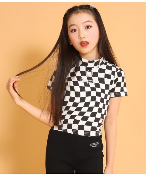 ANAP GiRL(アナップガール)の「リング付ミニネックトップスTシャツ(Tシャツ/カットソー・キッズ・ホワイト/ラベンダー/ブラック×ホワイト/ブラック/グリーン・M/XS/S)」の9枚目の写真