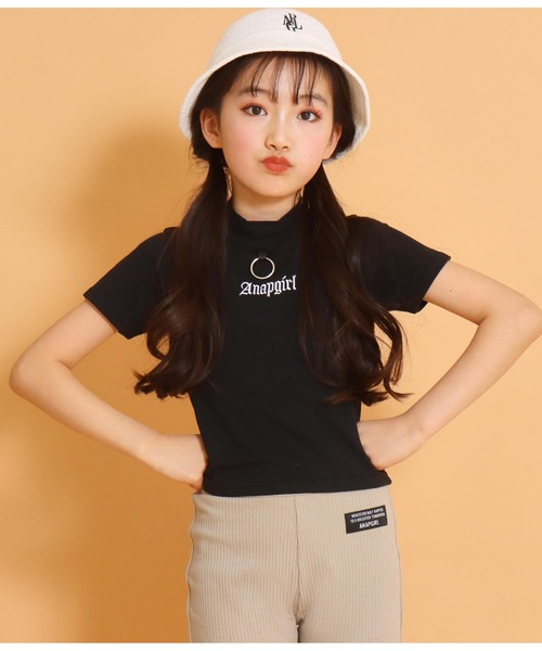 ANAP GiRL(アナップガール)の「リング付ミニネックトップスTシャツ(Tシャツ/カットソー・キッズ・ホワイト/ラベンダー/ブラック×ホワイト/ブラック/グリーン・M/XS/S)」の22枚目の写真