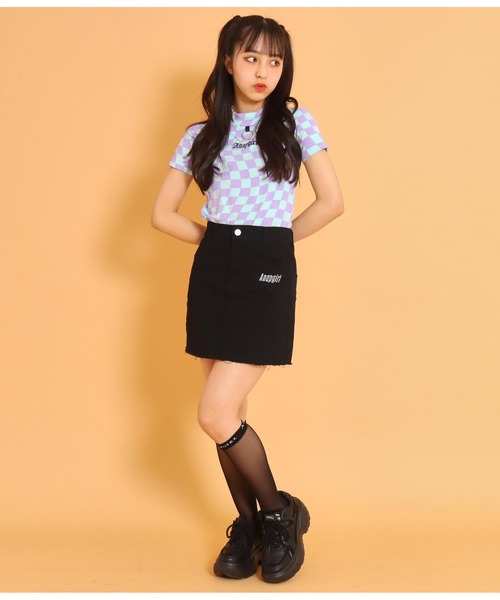 ANAP GiRL(アナップガール)の「リング付ミニネックトップスTシャツ(Tシャツ/カットソー・キッズ・ホワイト/ラベンダー/ブラック×ホワイト/ブラック/グリーン・M/XS/S)」の16枚目の写真