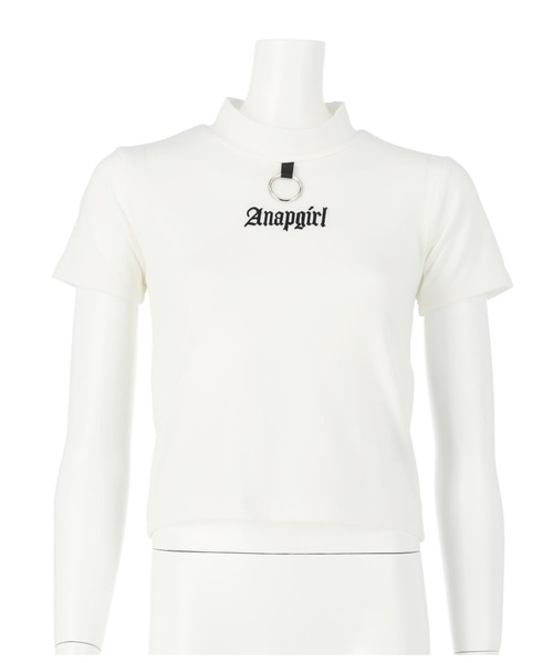 ANAP GiRL(アナップガール)の「リング付ミニネックトップスTシャツ(Tシャツ/カットソー・キッズ・ホワイト/ラベンダー/ブラック×ホワイト/ブラック/グリーン・M/XS/S)」の7枚目の写真