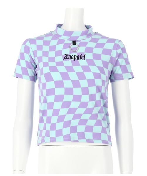 ANAP GiRL(アナップガール)の「リング付ミニネックトップスTシャツ(Tシャツ/カットソー・キッズ・ホワイト/ラベンダー/ブラック×ホワイト/ブラック/グリーン・M/XS/S)」の10枚目の写真