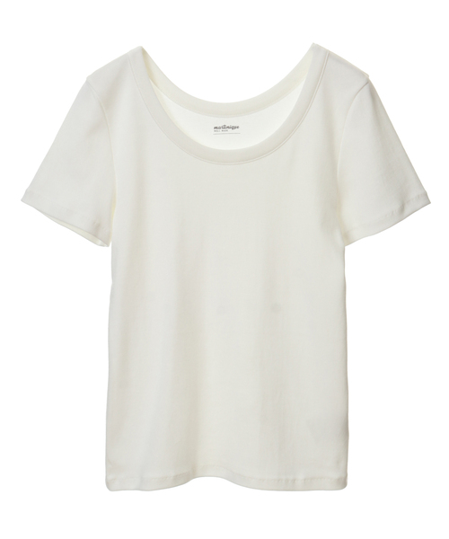 martinique（マルティニーク）の「martinique/フライスTシャツ（Tシャツ/カットソー・レディース・ホワイト/ブラック/ネイビー/ブラウン・FREE）」の2枚目の写真