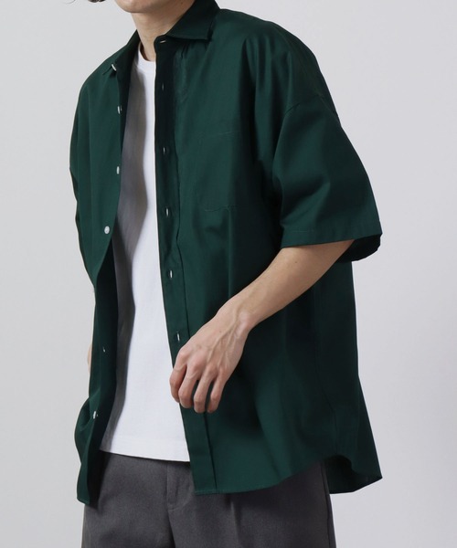 FUNALIVE（ファンアライブ）の「ブロード ビッグシルエット ストライプ/無地 半袖シャツ（シャツ/ブラウス・メンズ・サックスブルー/イエロー/グレイッシュベージュ/ラベンダー/ブルー系その他/ホワイト系その他/グリーン/ブラック/ホワイト/ブラック系その他/グリーン系その他・M/XL/L）」の6枚目の写真