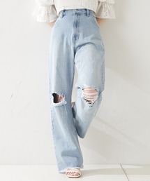 Chico | 【新色追加】ダメージワイドデニムパンツ(デニムパンツ)