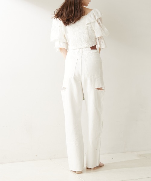 【WEB限定カラーあり】ダメージワイドデニムパンツ