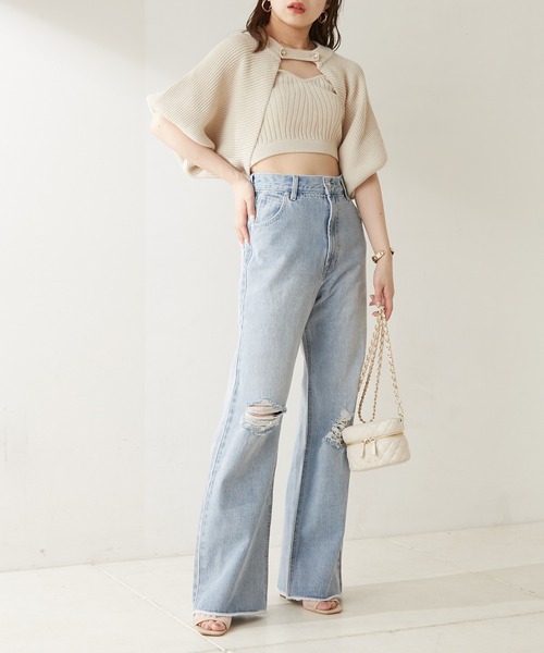 【WEB限定カラーあり】ダメージワイドデニムパンツ
