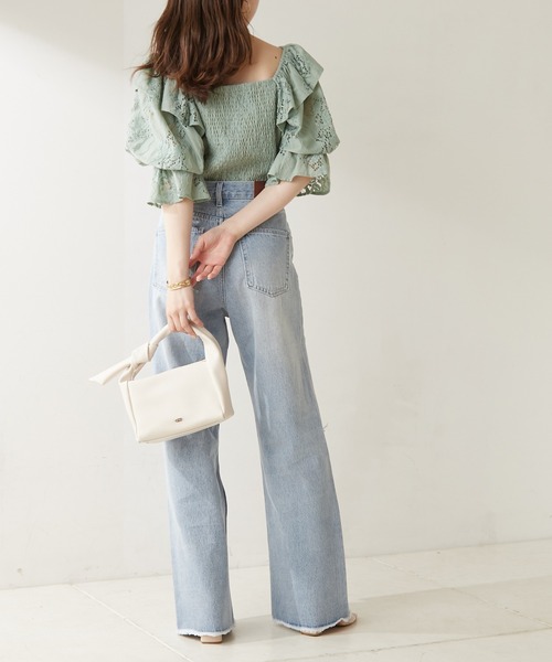 【WEB限定カラーあり】ダメージワイドデニムパンツ