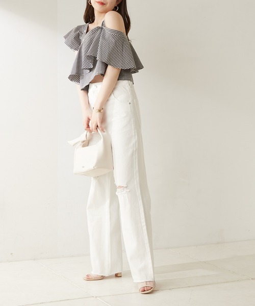 【WEB限定カラーあり】ダメージワイドデニムパンツ