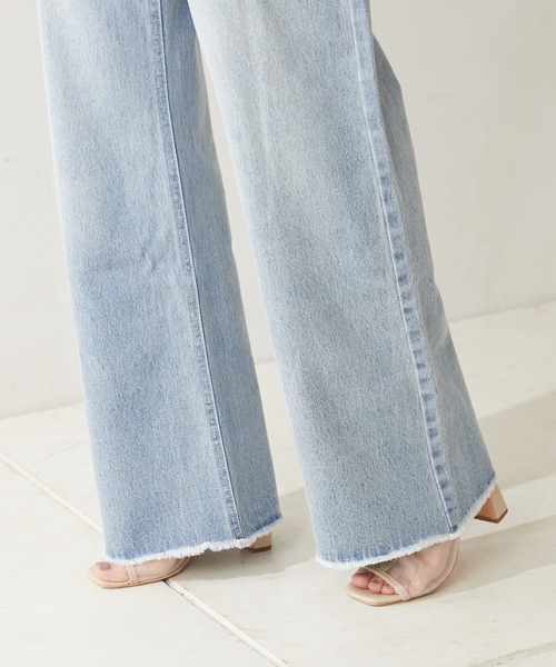 【WEB限定カラーあり】ダメージワイドデニムパンツ