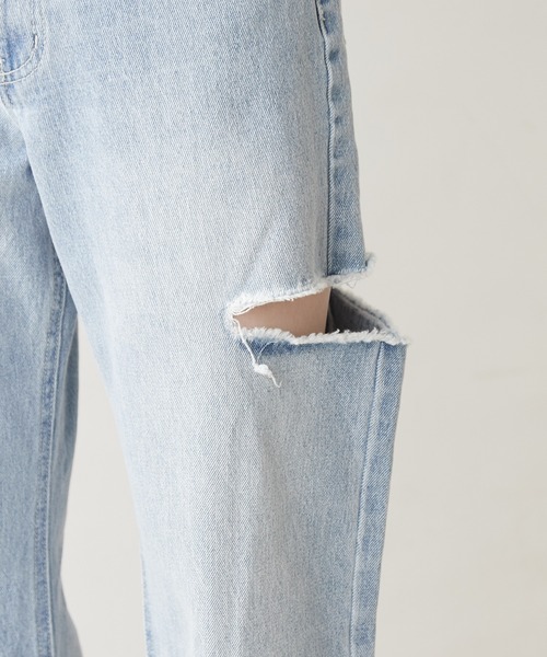 【WEB限定カラーあり】ダメージワイドデニムパンツ