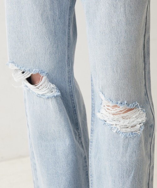 【WEB限定カラーあり】ダメージワイドデニムパンツ