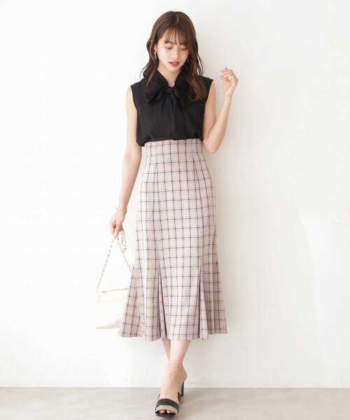 PROPORTION BODY DRESSING（プロポーションボディドレッシング）の「【美人百花6月号タイアップ商品】チェックハイウエストマーメイドスカート / 1212120510（スカート・レディース・ダークグレー/ブラウン系その他/ホワイト系その他・MEDIUM/SMALL）」の12枚目の写真