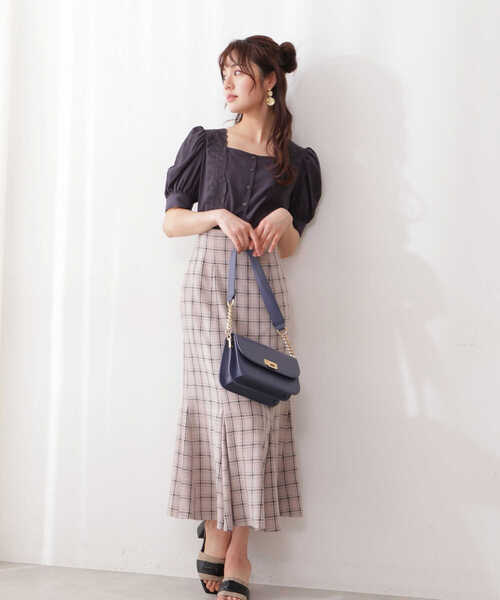 PROPORTION BODY DRESSING（プロポーションボディドレッシング）の「【美人百花6月号タイアップ商品】チェックハイウエストマーメイドスカート / 1212120510（スカート・レディース・ダークグレー/ブラウン系その他/ホワイト系その他・MEDIUM/SMALL）」の14枚目の写真