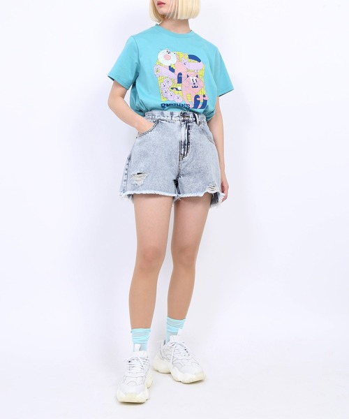 PUNYUS（プニュズ）の「DIGITALキャットTシャツ（Tシャツ/カットソー・レディース・ターコイズブルー/ピンク/ホワイト/イエロー・3/2/1/4）」の8枚目の写真