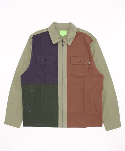 HUF（ハフ）の「【HUF / ハフ】 SPLIT ZIP WORK SHIRT（シャツ/ブラウス・メンズ・ブラック/ダークグリーン・MEDIUM/LARGE）」の2枚目の写真