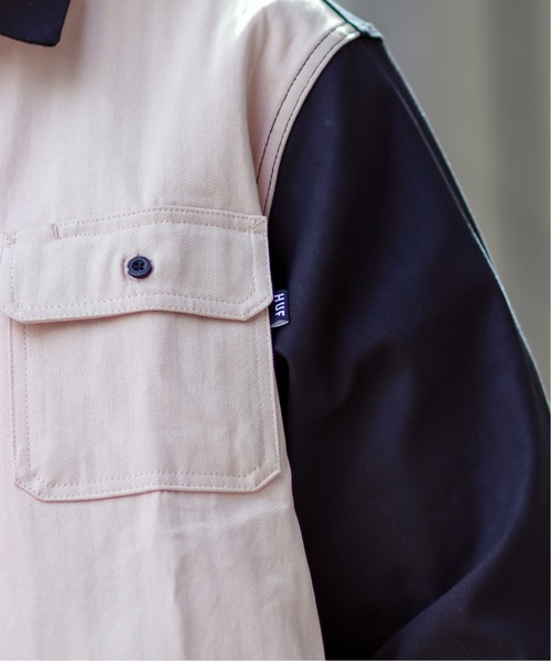 HUF（ハフ）の「【HUF / ハフ】 SPLIT ZIP WORK SHIRT（シャツ/ブラウス・メンズ・ブラック/ダークグリーン・MEDIUM/LARGE）」の3枚目の写真