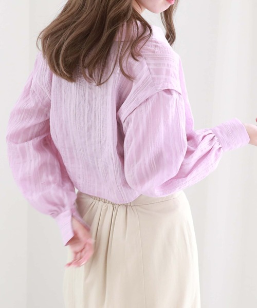 archives（アルシーヴ）の「マルチＷＡＹショートストライプシャツ（シャツ/ブラウス・レディース・イエロー/アイボリー/パープル/ブラック・MEDIUM）」の3枚目の写真