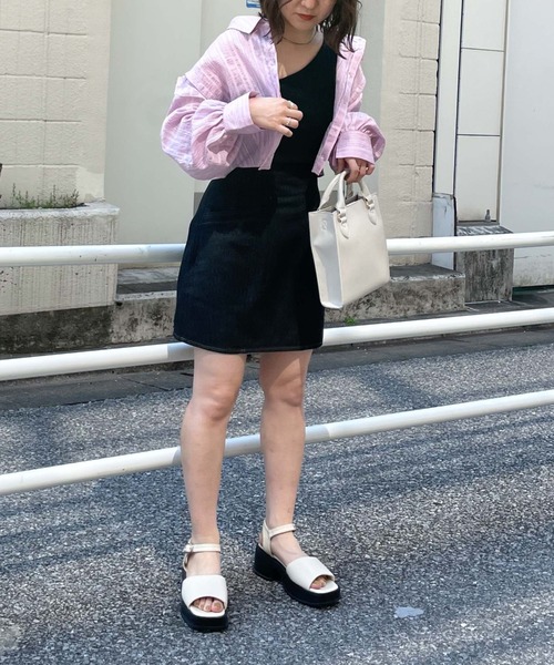 archives（アルシーヴ）の「マルチＷＡＹショートストライプシャツ（シャツ/ブラウス・レディース・イエロー/アイボリー/パープル/ブラック・MEDIUM）」の7枚目の写真