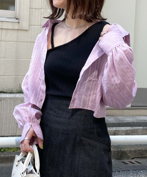 archives（アルシーヴ）の「マルチＷＡＹショートストライプシャツ（シャツ/ブラウス・レディース・イエロー/アイボリー/パープル/ブラック・MEDIUM）」の10枚目の写真