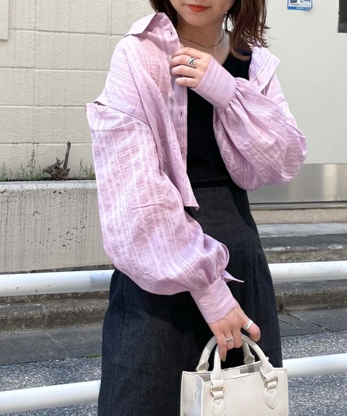 archives（アルシーヴ）の「マルチＷＡＹショートストライプシャツ（シャツ/ブラウス・レディース・イエロー/アイボリー/パープル/ブラック・MEDIUM）」の11枚目の写真