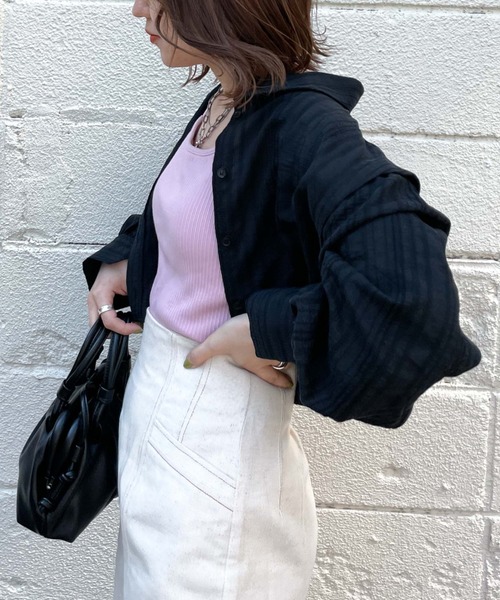 archives（アルシーヴ）の「マルチＷＡＹショートストライプシャツ（シャツ/ブラウス・レディース・イエロー/アイボリー/パープル/ブラック・MEDIUM）」の21枚目の写真