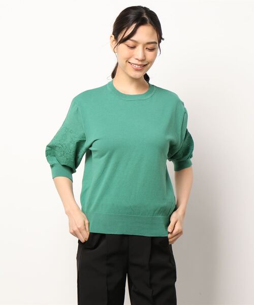 Te chichi(テチチ)の「エンブロイダリースリーブニット(ニット/セーター・レディース・ブラック/オフホワイト/グリーン・フリ-)」の14枚目の写真