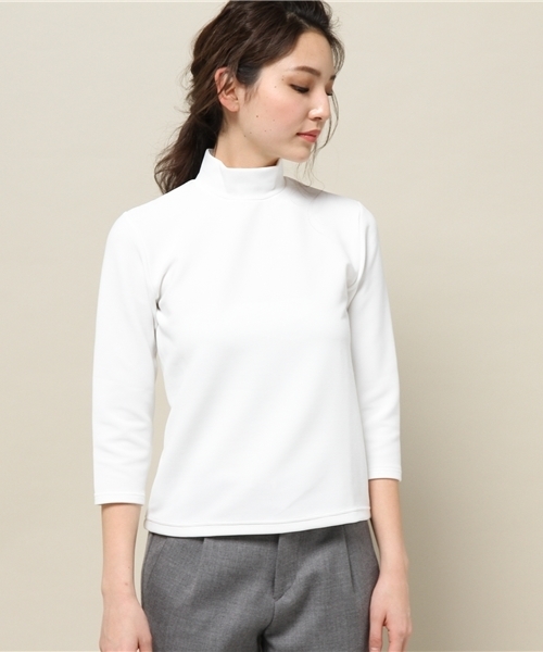 B'2nd re'qua（ビーセカンドレクア）の「B'2nd re'qua （ビーセカンドレクア） ハイネックTOPS (6027)（Tシャツ/カットソー・レディース・ホワイト/ネイビー/イエロー・FREE）」の4枚目の写真