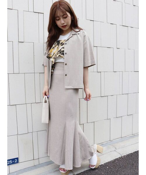 MURUA（ムルーア）の「リネンライクマーメイドスカート【セットアップ着用可能】（スカート・レディース・ベージュ/ブラウン/ブルー・1/2）」の12枚目の写真