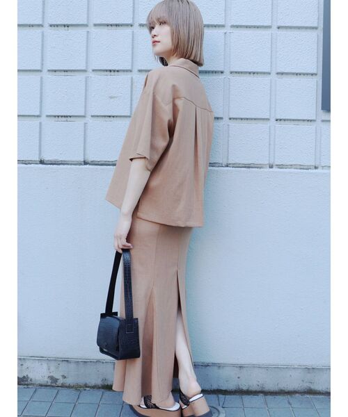 MURUA（ムルーア）の「リネンライクマーメイドスカート【セットアップ着用可能】（スカート・レディース・ベージュ/ブラウン/ブルー・1/2）」の14枚目の写真