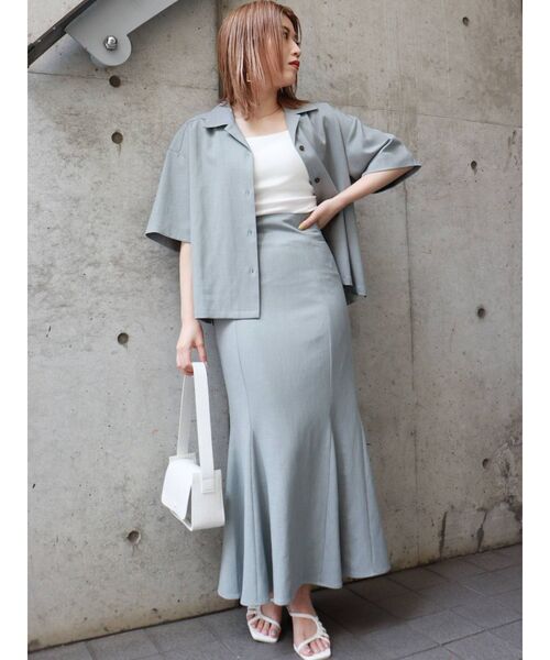 MURUA（ムルーア）の「リネンライクマーメイドスカート【セットアップ着用可能】（スカート・レディース・ベージュ/ブラウン/ブルー・1/2）」の17枚目の写真