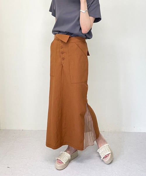TEVALT(ヴァレット)の「サイドシアー麻混ベイカーSK(スカート・レディース・ベージュ/カーキ/キャメル・38)」の3枚目の写真